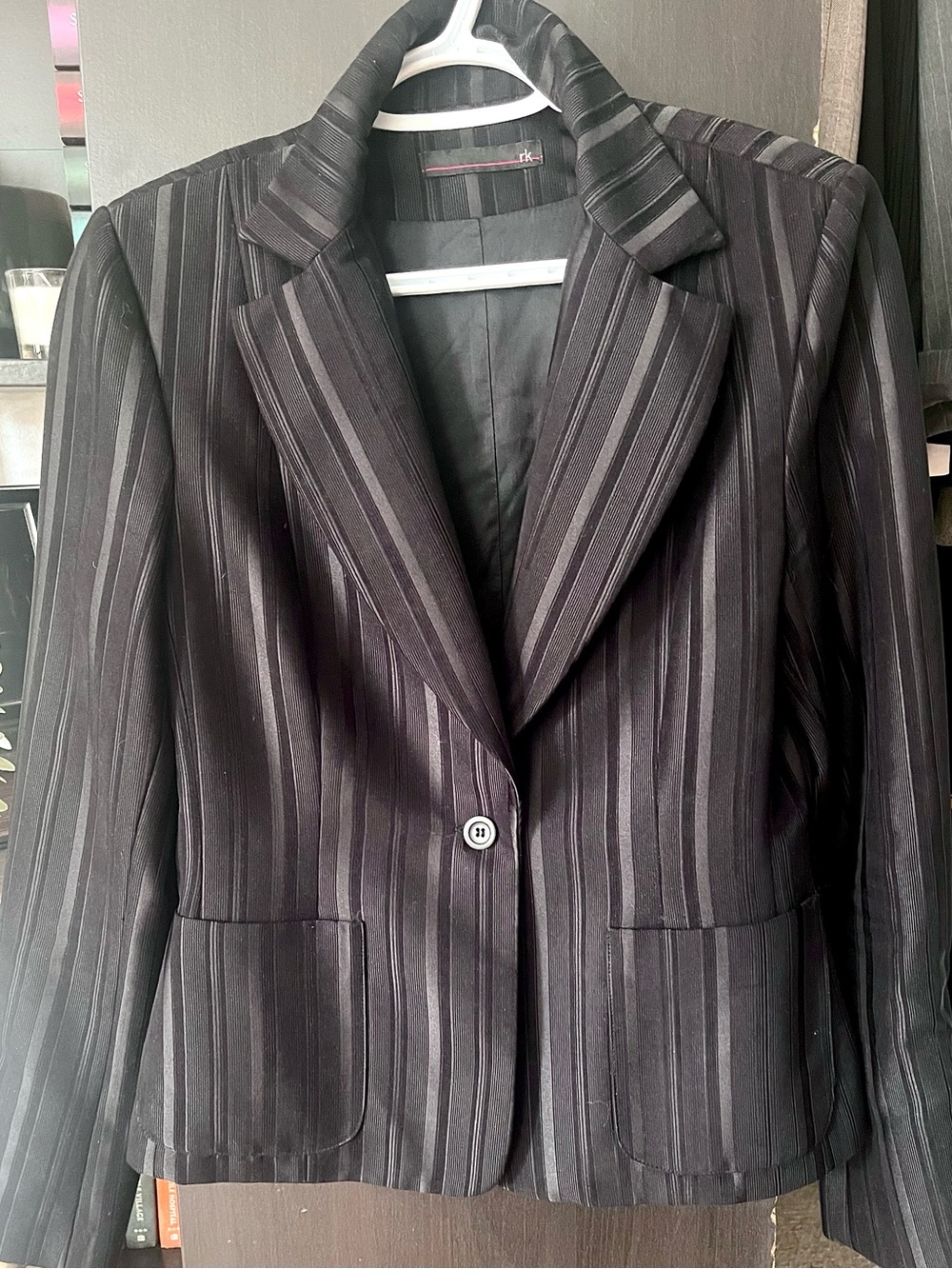 Tailored Black Pinstripe Blazer - Single-Button Professional Jacket